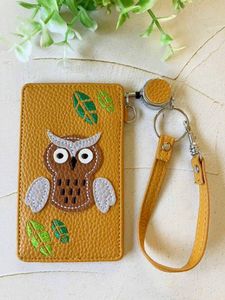 【訳あり品】リール付きパスケース♪可愛いふくろう　フクロウの定期入れ　イエロー　黄