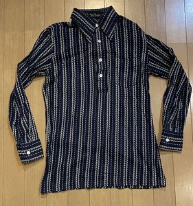 NV Japan Vintage メンズ 長袖 総柄 ポロ シャツ サイケ ウォバッシュ 風 柄 アメリカン