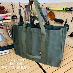 キャンプ用 超高品質 油蝋帆布製 多機能収納バッグ 薪収納バッグ ケース 防水耐久 大容量