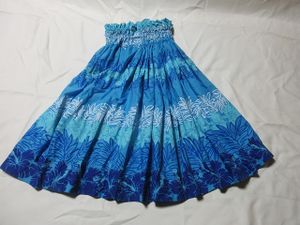 B-286★フラダンス♪ブルー系/ハワイアン/パウスカート/3本ゴム/丈約73㎝★