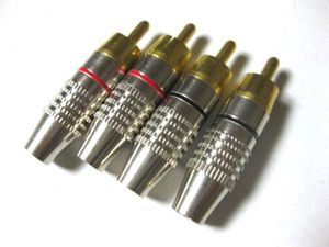 ソルダーレスRCAピンプラグ RCA端子 銀 4個セット 自作ケーブル 新品