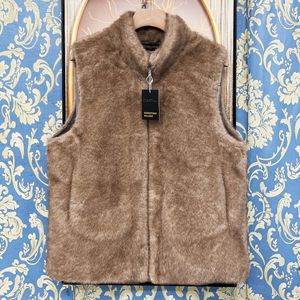 定価7万★christian milada・ミラノ発・ベスト★ミンク混 暖かい ソフト スタンドカラー