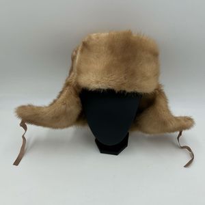 ミンク　 毛皮 リアルファー パイロットキャップ　帽子 ハット　耳当て　防寒 ファーキャ