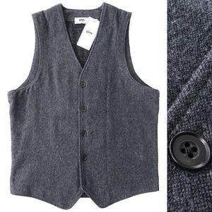 新品 gim ジム ウール混 ジャズネップ ツイード ベスト M 薄紺 【I51485】 ジレ ウエスト