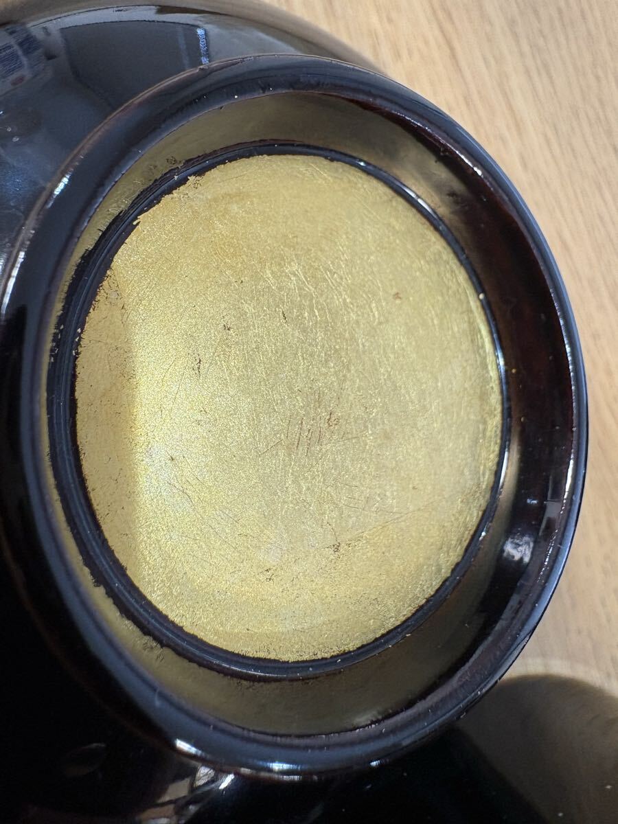 F-7/辻嘉一 特選和食器揃 用の美 純金箔貼り 黒漆塗椀 5客 吸物碗 漆器