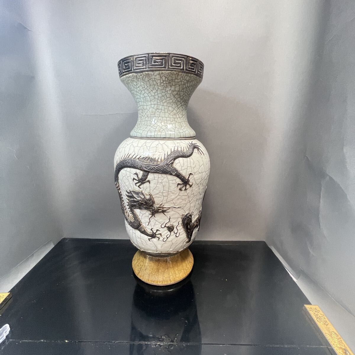 B958】清時代 三色 哥釉 大壺 大壷 花生 花入れ 花器 花道具 華道 賞物