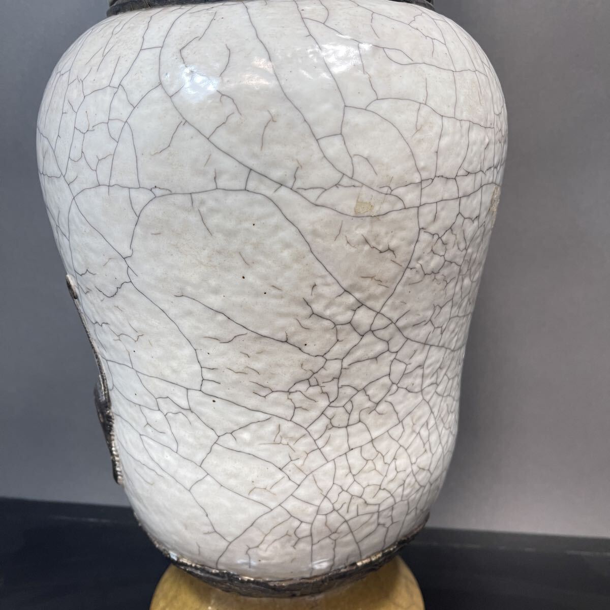 B958】清時代 三色 哥釉 大壺 大壷 花生 花入れ 花器 花道具 華道 賞物