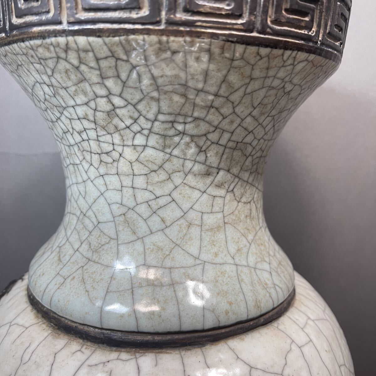 B958】清時代 三色 哥釉 大壺 大壷 花生 花入れ 花器 花道具 華道 賞物