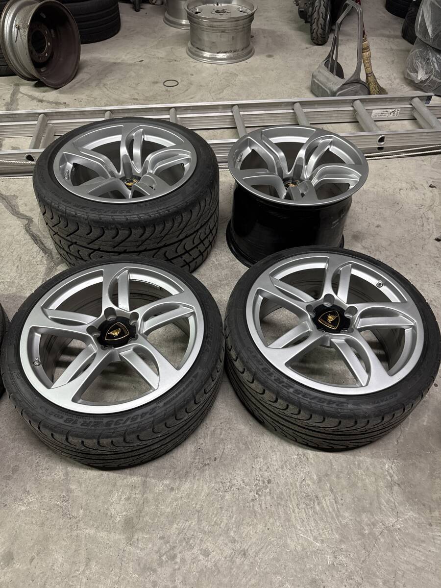 と*も様 ランボルギーニムルシエラゴサイズ社外ホイール フロント19 リア20 ランボルギーニ ムルシエラゴ LP640 純正18インチアルミホイールと