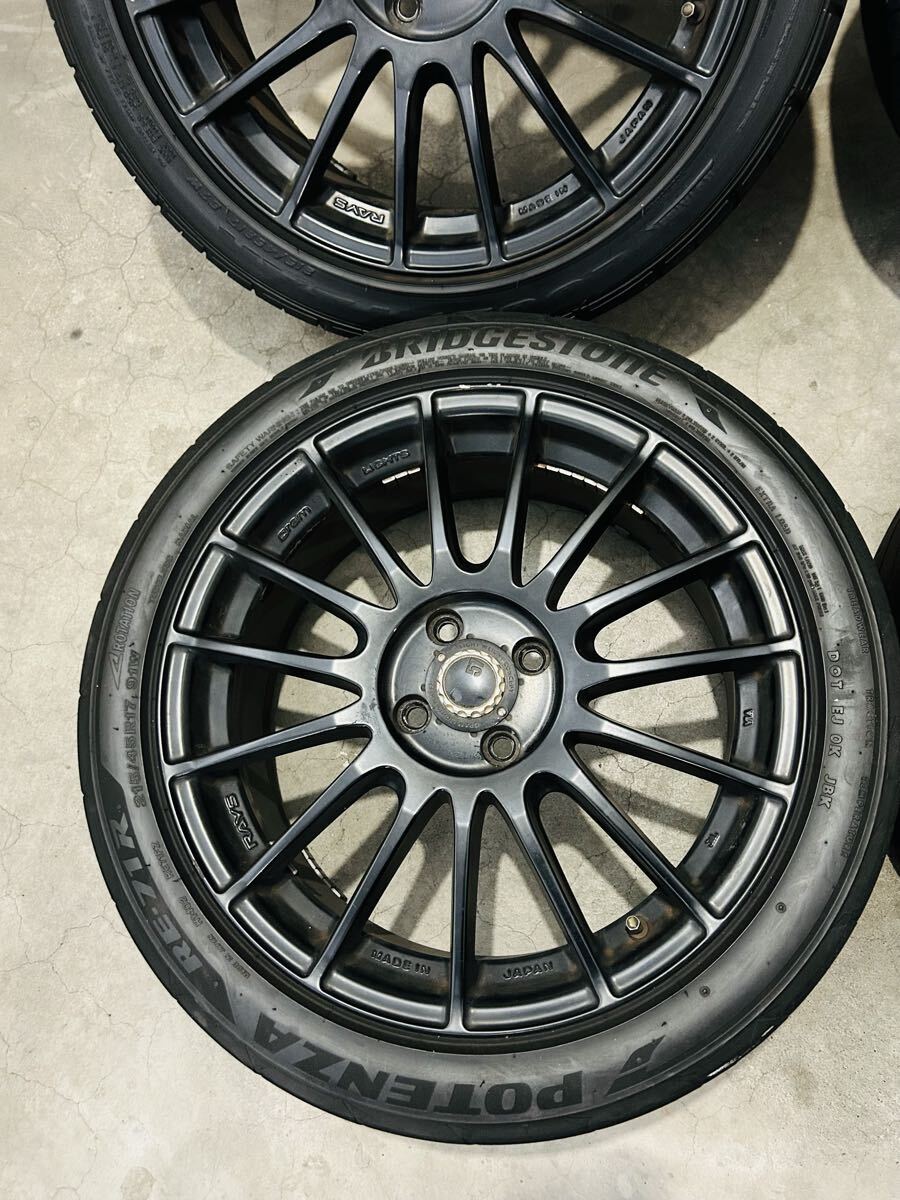 ラジアルタイヤ RAYS GRAM LIGHTS 57XV 17インチ 7J 50 PCD100 OZ RACING 4穴 215