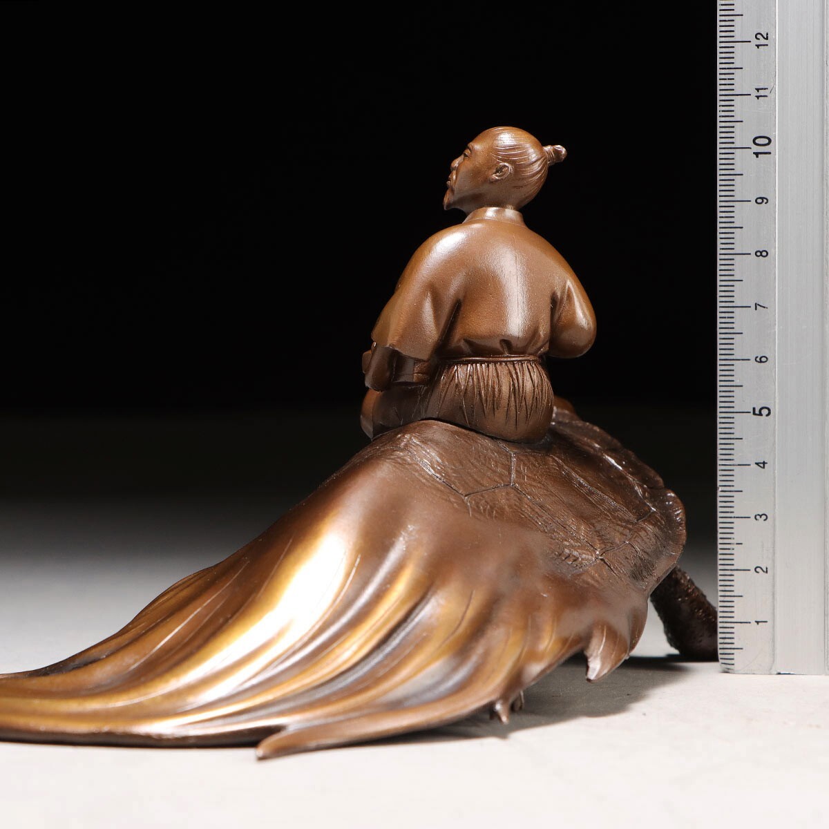 PR154. 金工美術 光真作 高岡銅器 浦島太郎 置物 / 銅置物飾り物(銅製