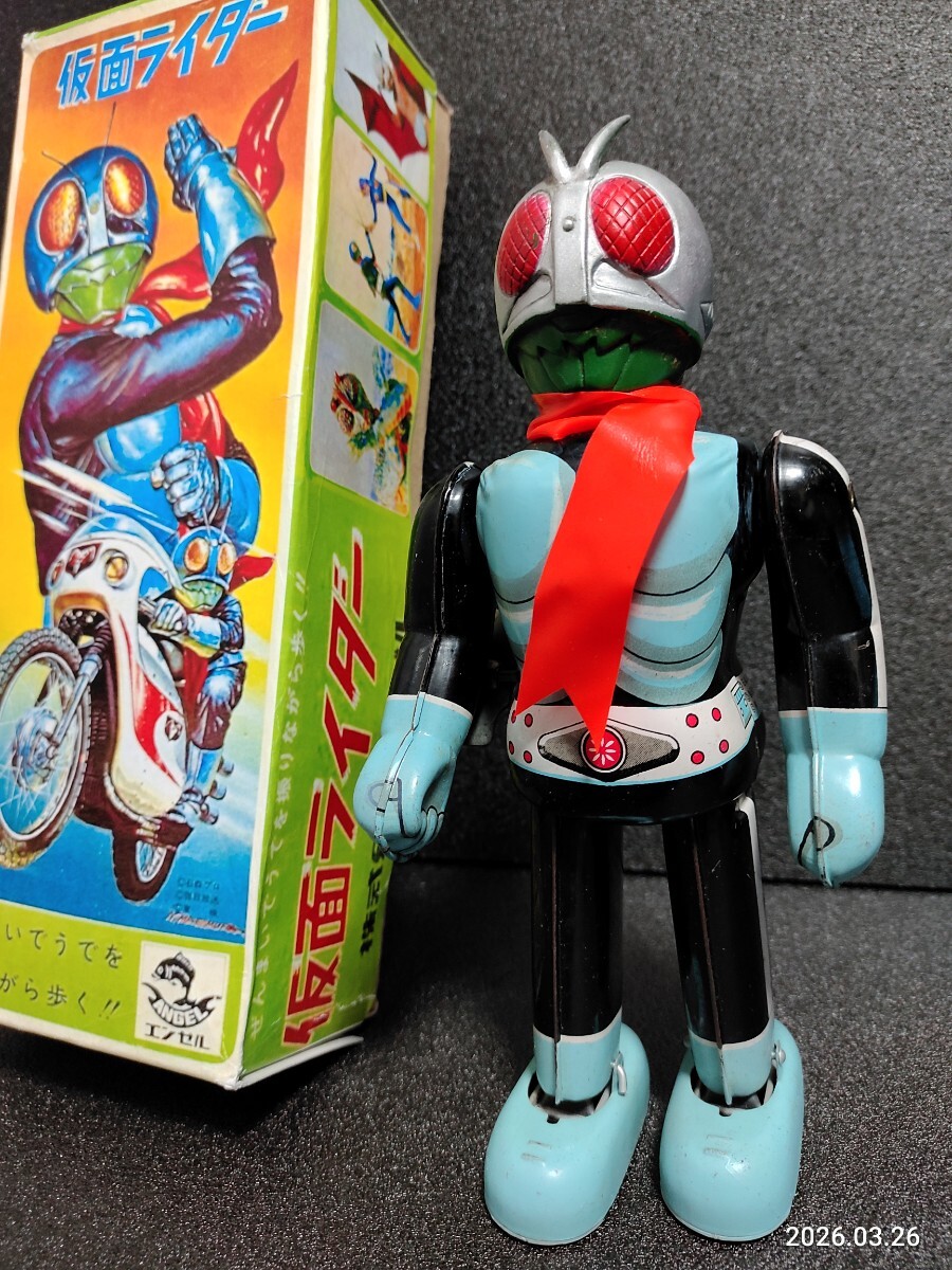 エンゼル【仮面ライダー2号 動作不良】当時物ブリキ ゼンマイ歩行 TIN TOY 昭和レトロ1970年代 当時物 エンゼル 仮面ライダー ブリキ ゼンマイ