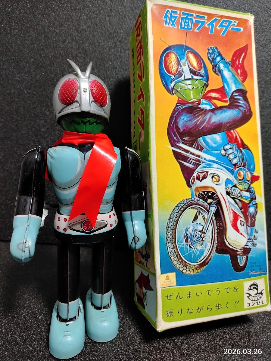 昭和レトロ1970年代 当時物 エンゼル 仮面ライダー ブリキ ゼンマイ
