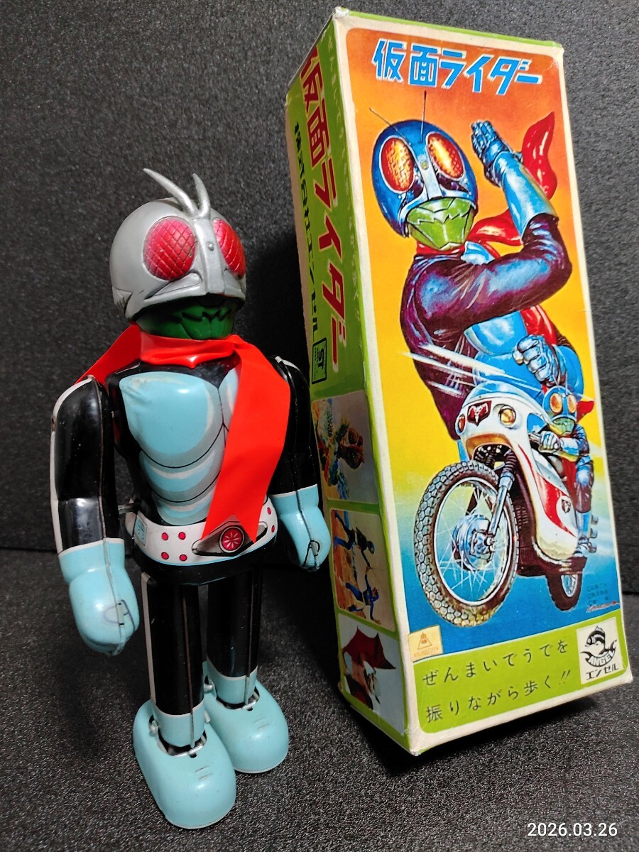 昭和レトロ1970年代 当時物 エンゼル 仮面ライダー ブリキ ゼンマイ