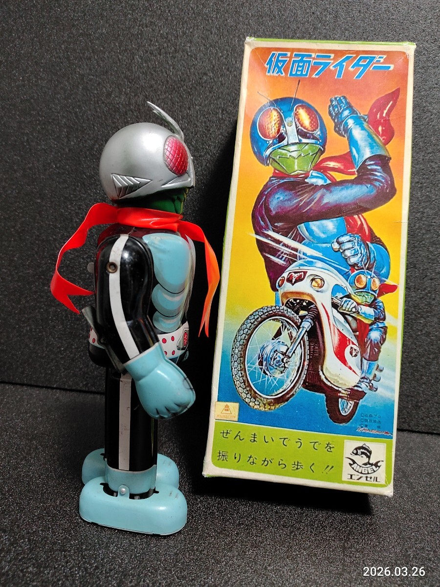 昭和レトロ1970年代 当時物 エンゼル 仮面ライダー ブリキ ゼンマイ