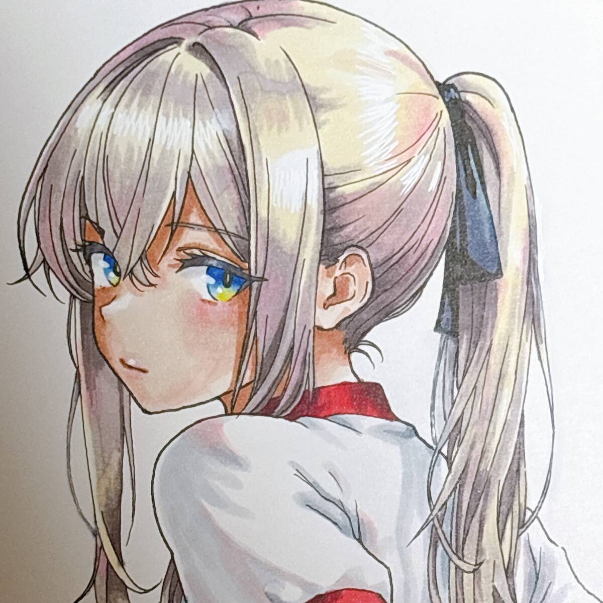 手描きイラスト ポニーテール コピック A4 オリジナルイラスト 体操服
