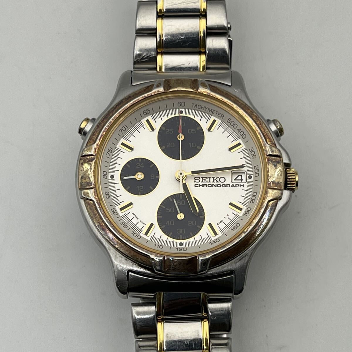 SEIKO CHRONOGRAPH 7T27-6A50 ST.STEEL BASE METAL BEZEL WATER 