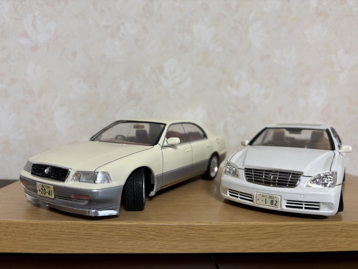 アオシマ 1/24 トヨタ クラウン マジェスタ ゼロクラウン 完成品 2台