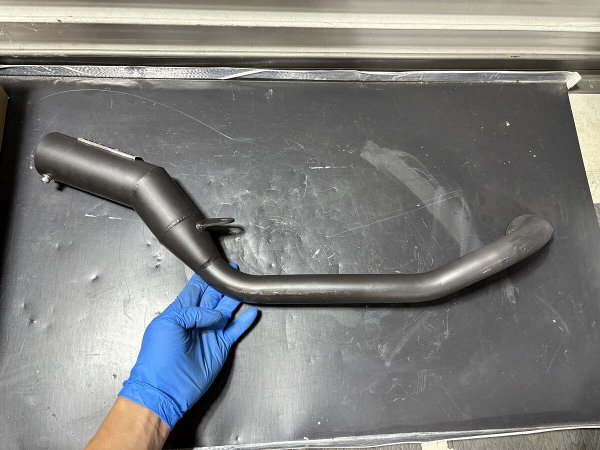 ワンオフ 岡山 バイク工房 シャリー用 ショート鉄管マフラー 縦ピン