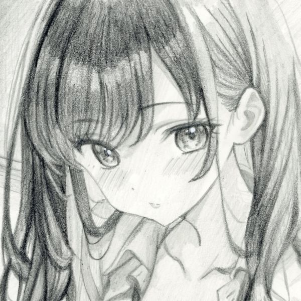 原画】鉛筆画 【教室の机で】手描きイラスト オリジナル イラスト A4
