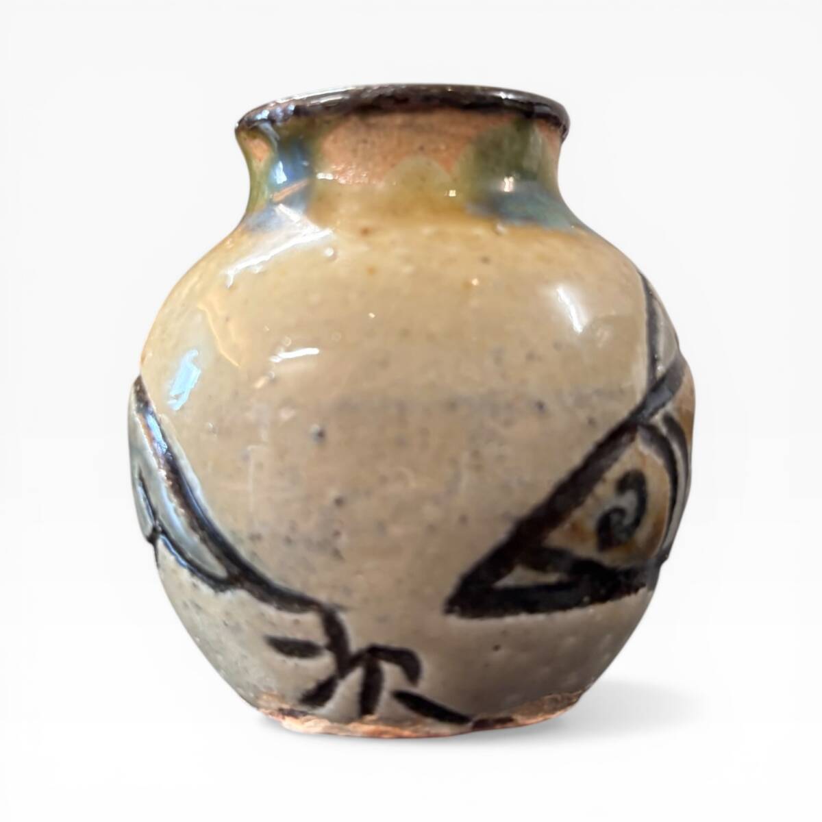 一点物】やちむん 壺屋焼 魚紋 小壺 花瓶 金城次郎 伝統工芸 民芸 陶器