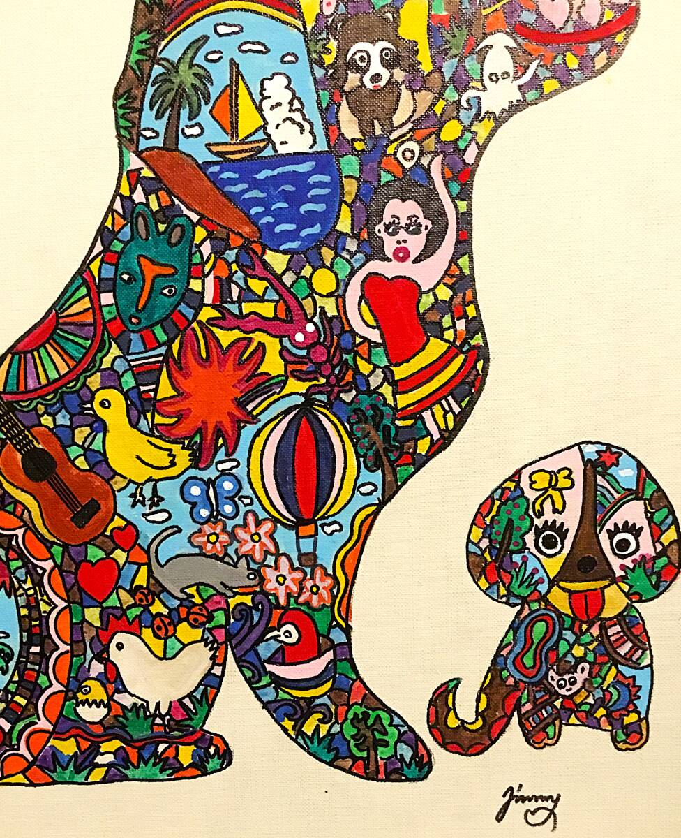 ◇模写◇異色の天才画家◇Dog(犬)◇肉筆画サインあり(ジミー大西・草間