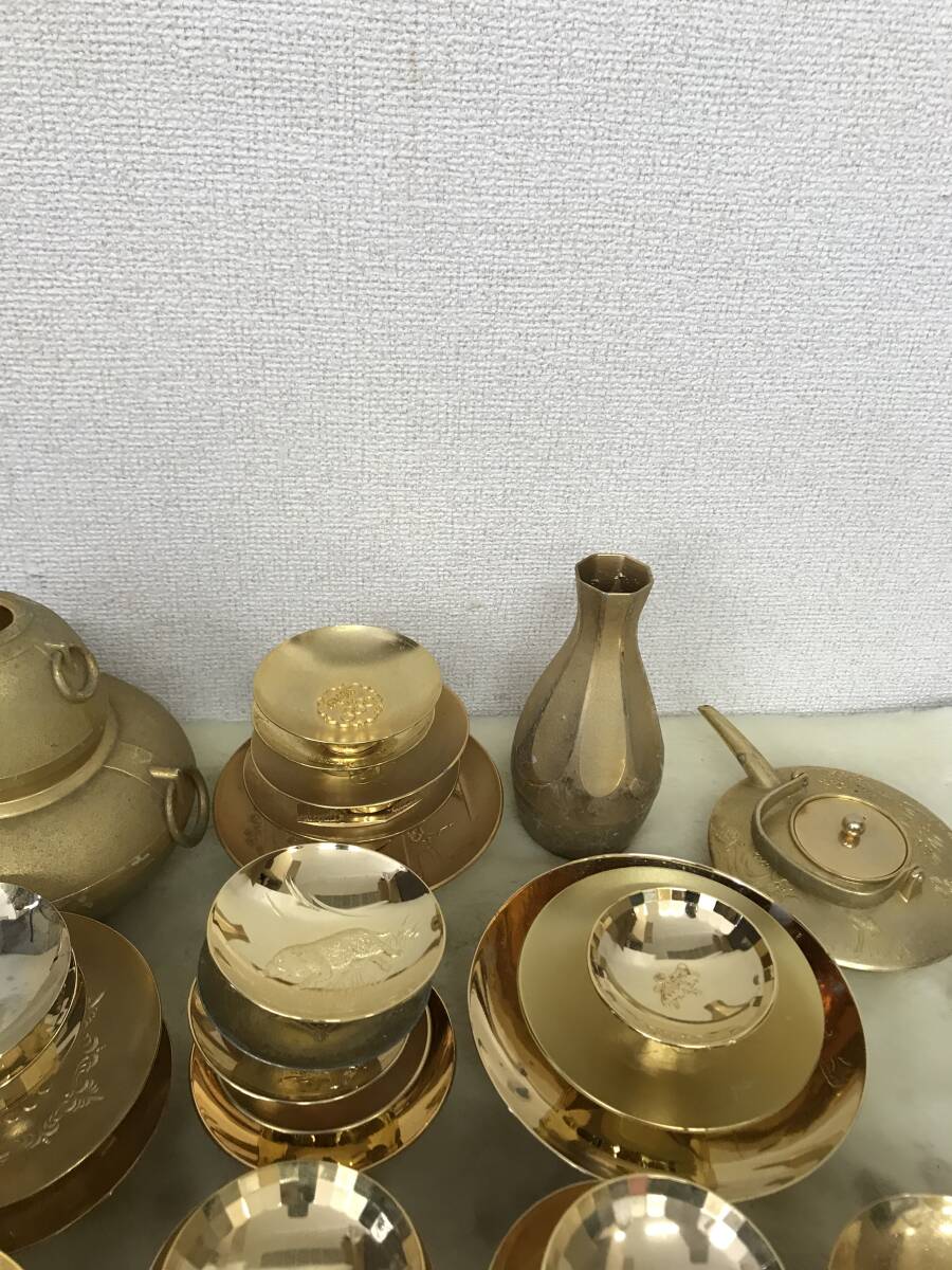 造幣局製　銀杯と金杯セット 3700 金杯/銀杯 セット 大量 まとめ売り 金盃/銀盃 24KGP 金属工芸品