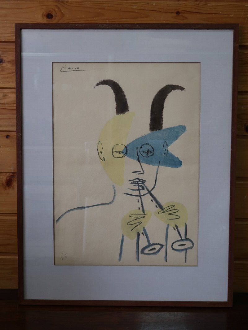 青宝】040565パブロ・ピカソ「笛を吹く牧神」版画 リトグラフ X/226