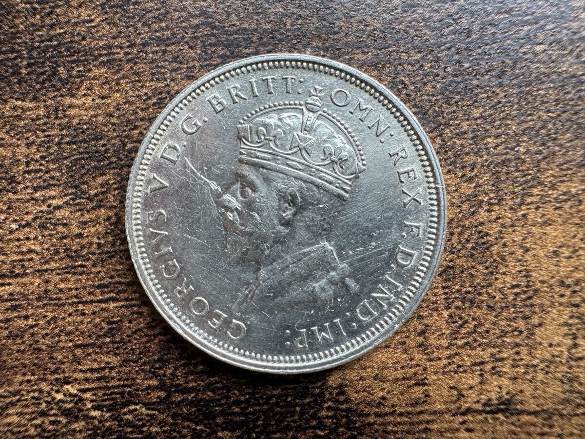 1927年 オーストラリア 1フローリン銀貨 キャンベラ議事堂 洗浄跡あり