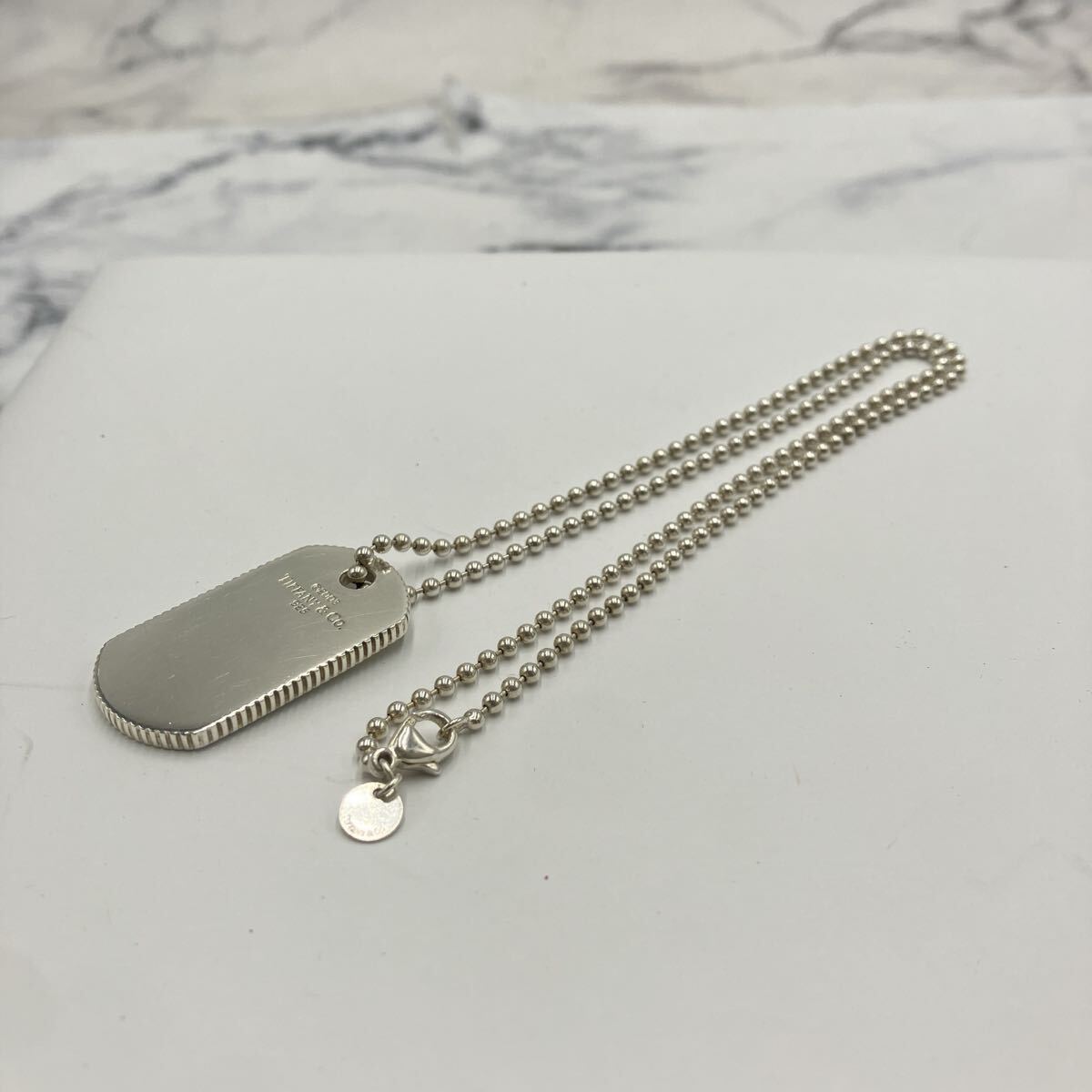 ティファニー ドッグタグ エッジ ネックレス 925 BEV8fe □ Tiffany&Co. ティファニー シルバーネックレス ドッグタグ コイン
