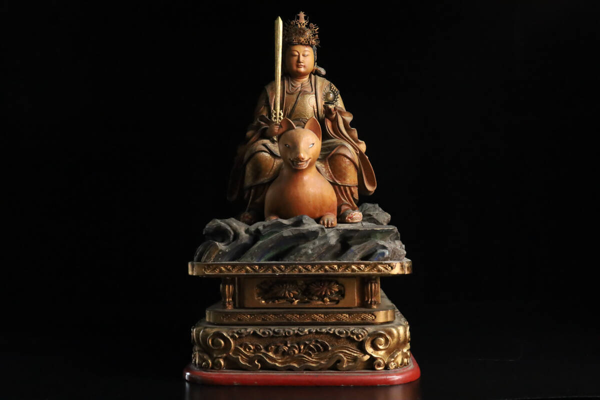 レア【宝珠入荼枳尼天像】仏像　神像 ◇雅◇ 時代 仏教美術 荼枳尼天像 玉眼 宝珠 仏像 高41.5cm 木彫 水晶