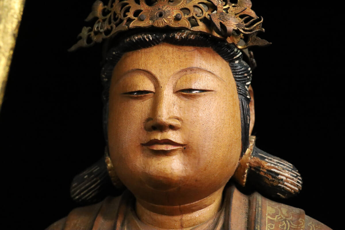 レア【宝珠入荼枳尼天像】仏像　神像 ◇雅◇ 時代 仏教美術 荼枳尼天像 玉眼 宝珠 仏像 高41.5cm 木彫 水晶