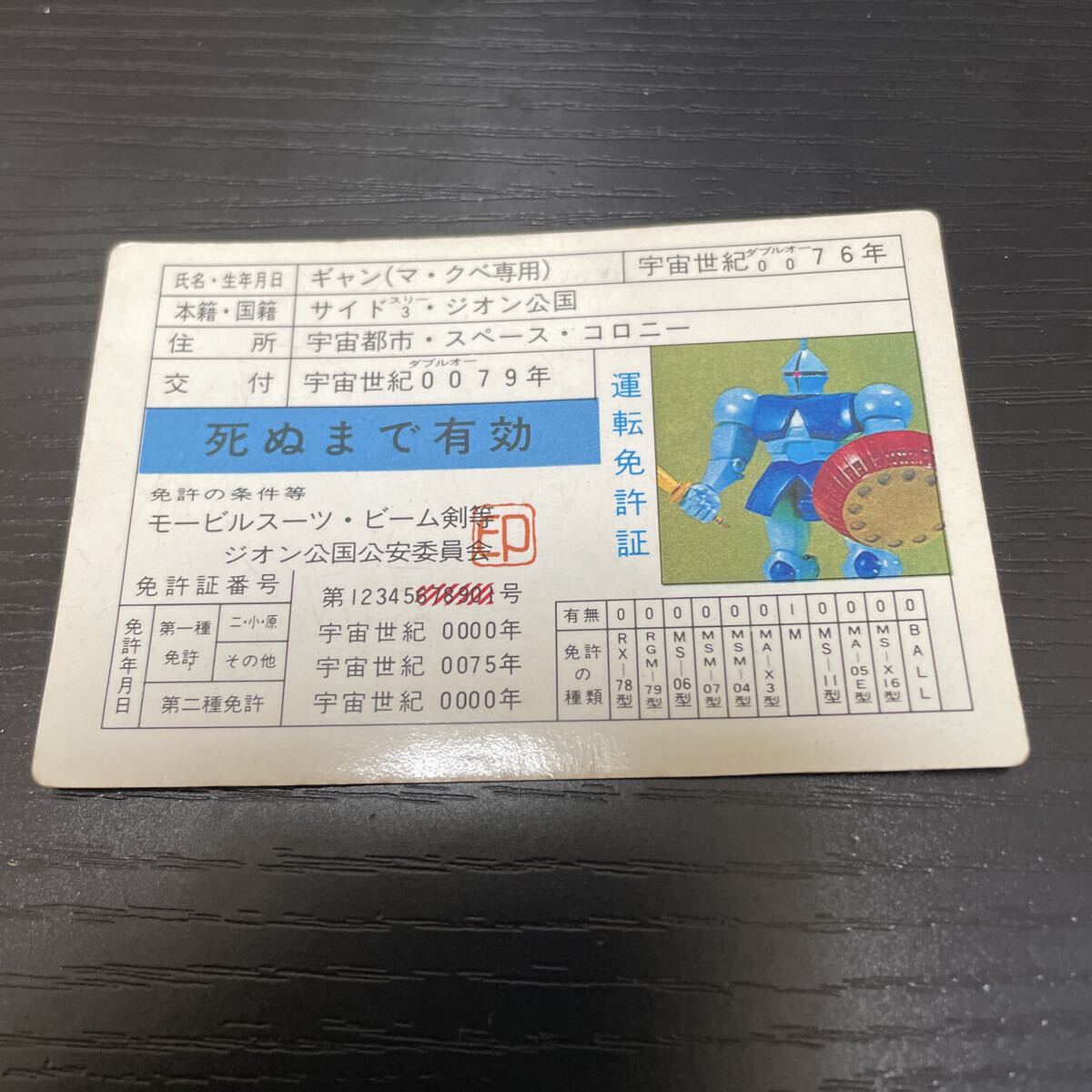 【当時物】〔機動戦士ガンダム〕モビルスーツ運転免許証4種セット ガンダム免許証の値段と価格推移は？｜2件の売買データからガンダム