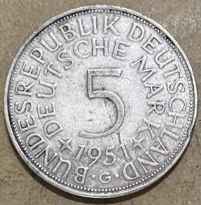 ドイツ 5マルク 1951の値段と価格推移は？｜7件の売買データからドイツ