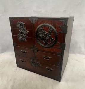 民芸家具 仙台箪笥 小箪笥 船箪笥 タンス 三段 鍵付き 縦40cm 横32cm