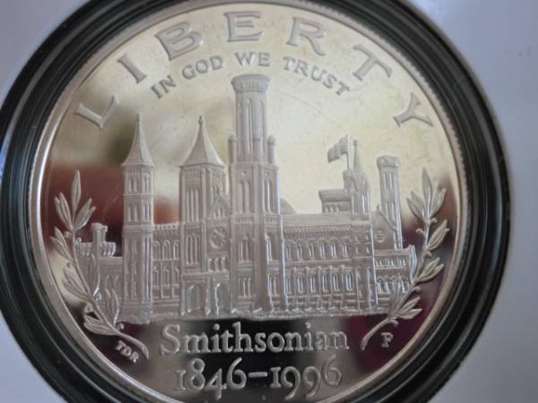 銀貨　米国スミソニアン研究所　１５０周年記念　$１プルーフ　