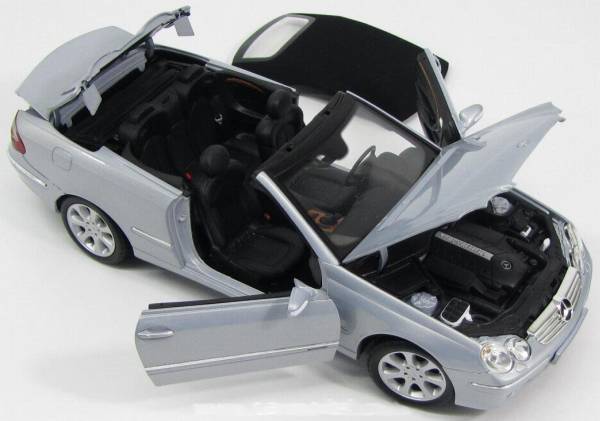 現品限 京商 1/18 メルセデスベンツ CLK カブリオレ 銀 トップ付 1⁄18