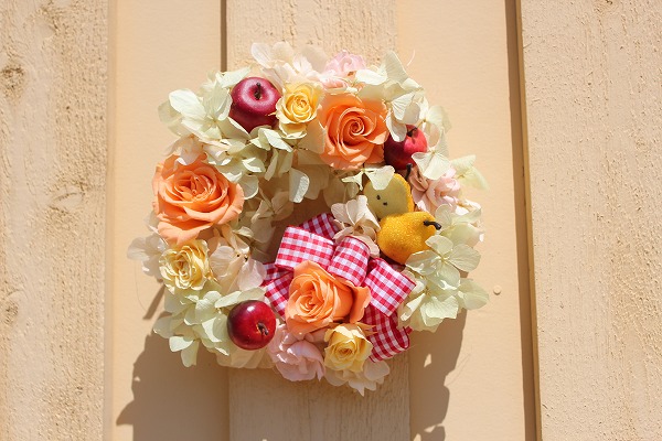 ■プリザーブドリース■φ２０■赤ギンガムリボン■_1