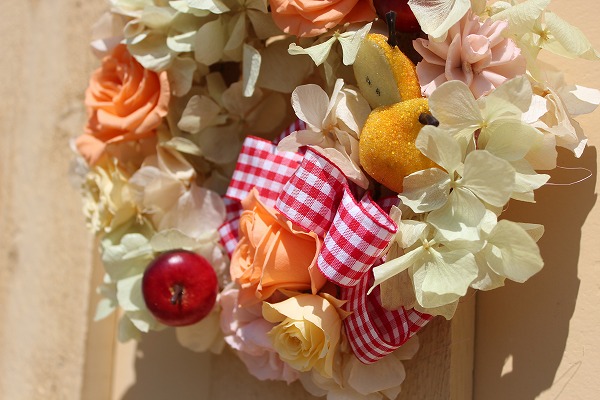 ■プリザーブドリース■φ２０■赤ギンガムリボン■_2