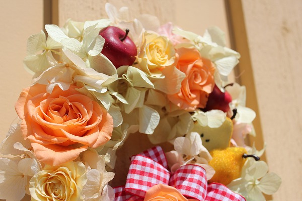 ■プリザーブドリース■φ２０■赤ギンガムリボン■_3