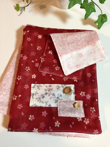 ハンドメイド♪4重ガーゼケットＳサイズ♪和柄さくら♪おまけ付_3