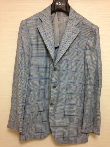 Kiton (キートン) グレー青チェックジャケット 48サイズ 57万(Lサイズ