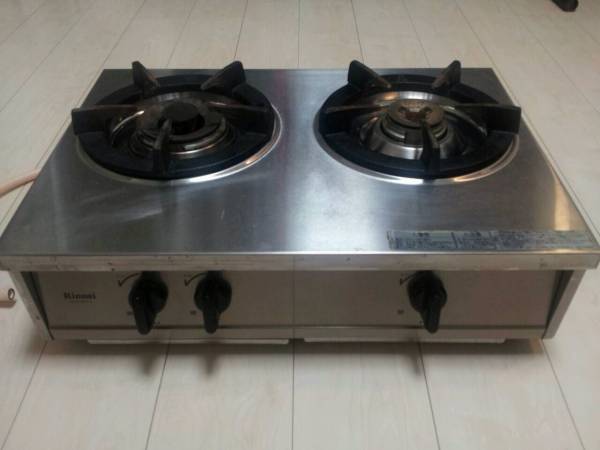 中古業務用コンロ リンナイ ×クロワッサン RTS-2CT そし 都市ガス用