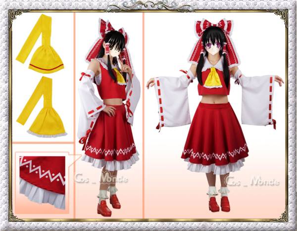 ☆コスプレ衣装＋ウィッグ 東方project 博麗霊夢セット♪(コスプレ衣装