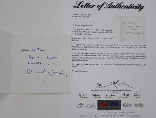 Psa Dna鑑定済 ポールマッカートニー 本物の直筆サイン サイン 売買されたオークション情報 Yahooの商品情報をアーカイブ公開 オークファン Aucfan Com