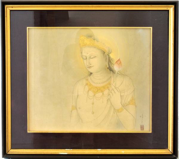 1□真作保証 石川晴彦 観音菩薩 仏画 10号 師 村上華岳/入江波光(人物