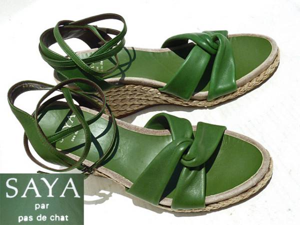 新品 SAYAサヤ レザー巻き ストラップ ウェッジソールサンダルXL