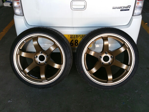 TE37風?9.5j+20美品+ピンソ215/40/18バリ山!(ラジアルタイヤ)｜売買