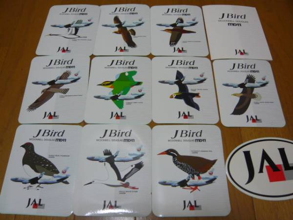 JAL J-Bird MD11 ジェイバード 全10種類 記念ステッカー 美品 (日本