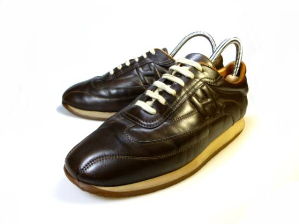 エルメス★hermes/メンズ/スニーカー/シューズ/革/靴/茶◆良品◆